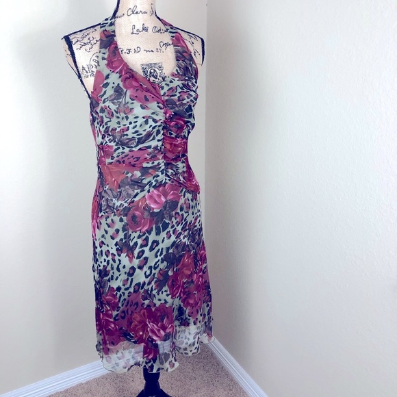 Signature by Sangria Dresses & Skirts - Sangria Rose Print Halter Dress 10 P
